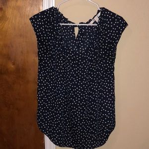 Navy with white polka dots blouse.
